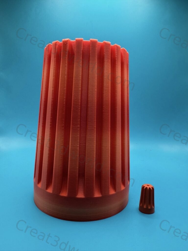 Bright red 3D printed twist cap storage bin