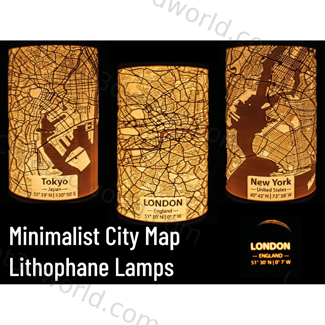 City Map Lithophane Lamp Kit
